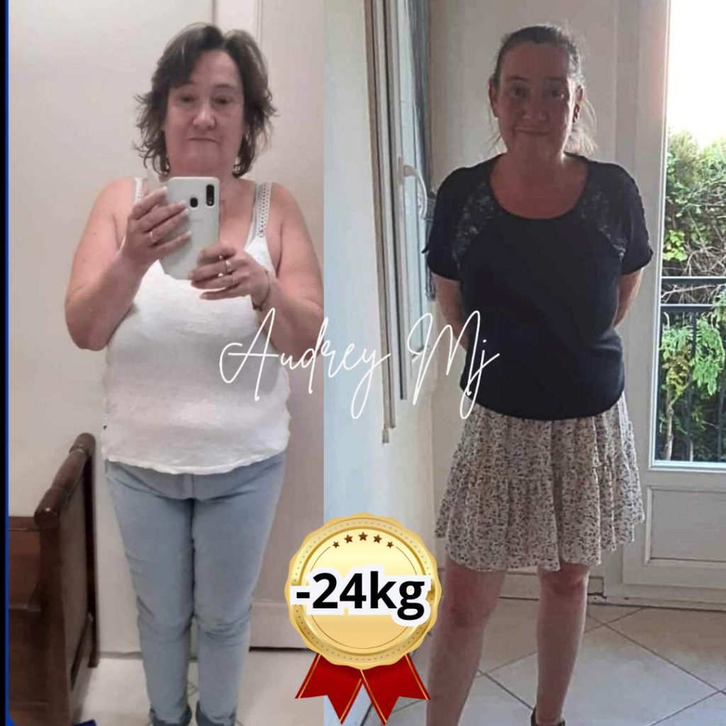 mujer con suantes y despues de su cambio fisico con   ayuno intermitente