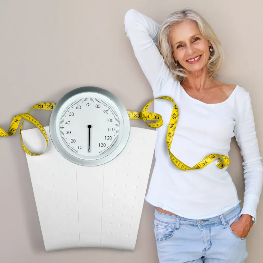 mujer mayor delgada sin ejercicio